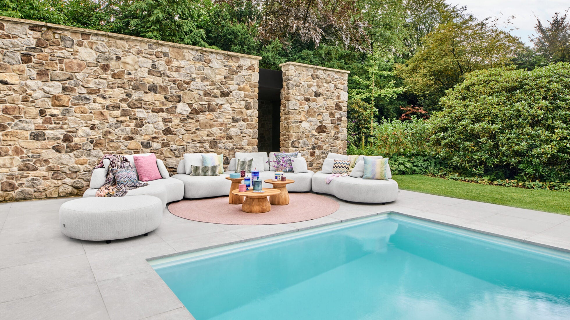 Modulaire bank Blocchi - 2-seater moon right - White grey boucle