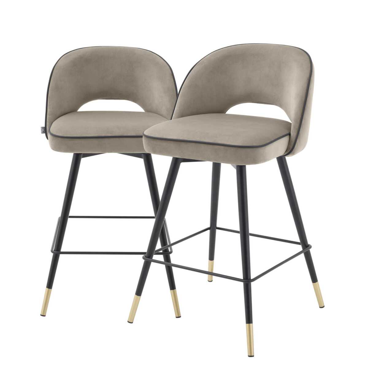 Barkruk Cliff - Laag - Greige velvet (set van 2)