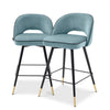 Barkruk Cliff - Laag - Blue velvet (set van 2)