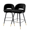 Barkruk Cliff - Laag - Black velvet (set van 2)