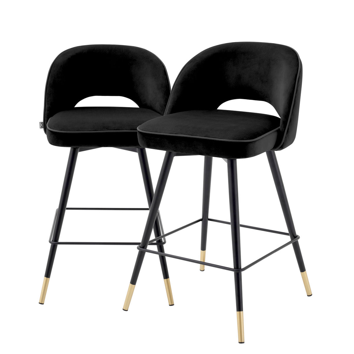 Barkruk Cliff - Laag - Black velvet (set van 2)