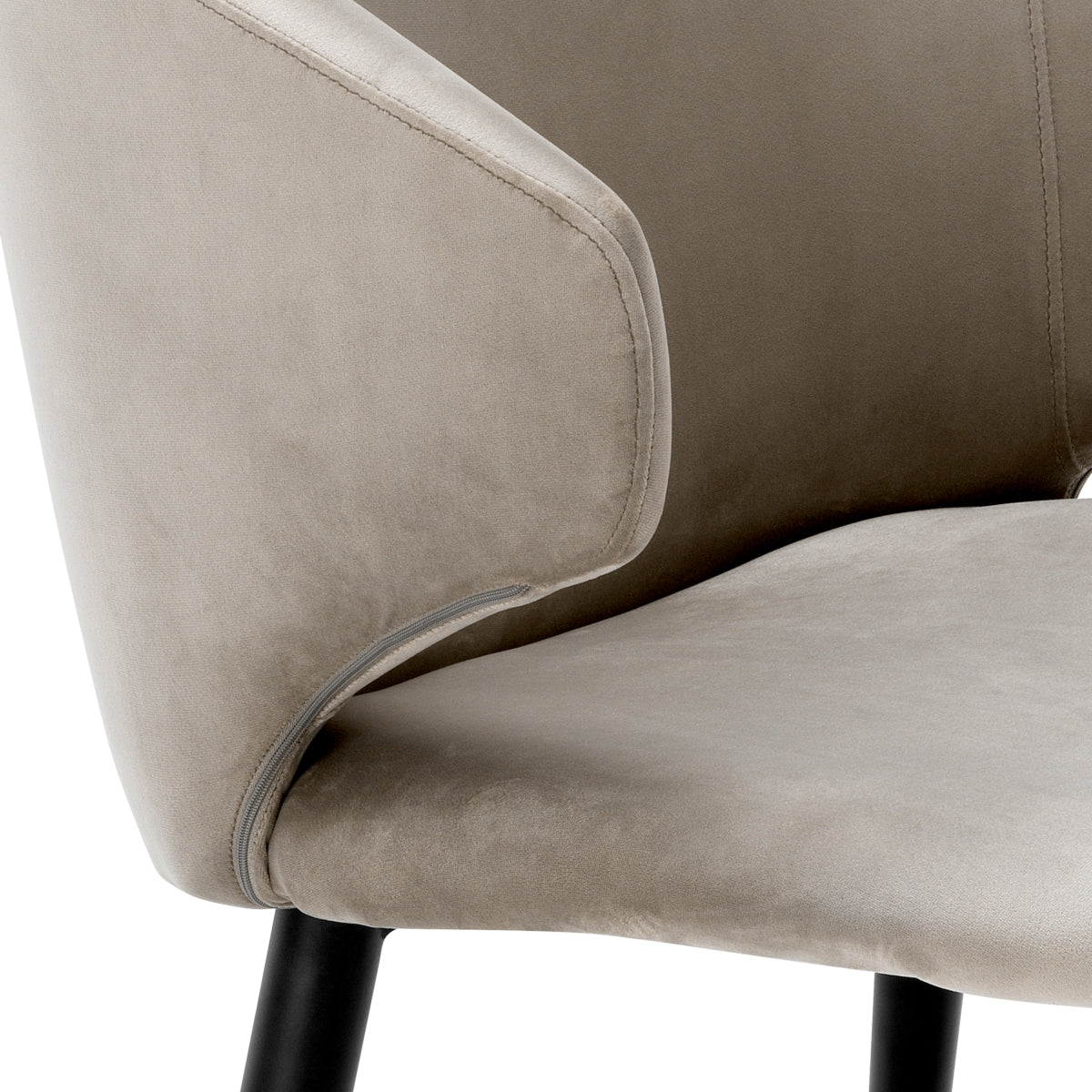 Eetkamerstoel Volante met armleuning - Beige velvet