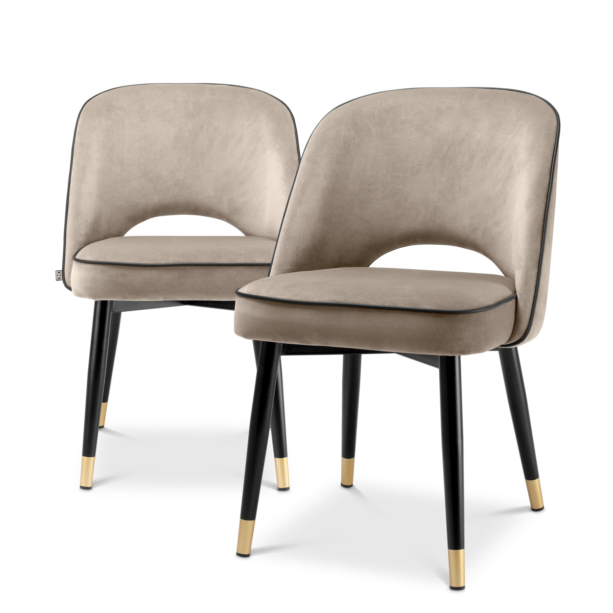 Eetkamerstoel Cliff - Greige velvet (set van 2)