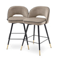 Barkruk Cliff - Laag - Greige velvet (set van 2)