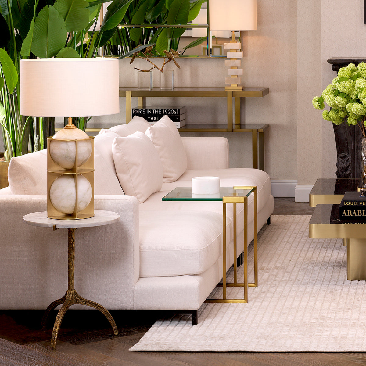 Bijzettafel Cortina - Wit marmer