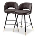 Barkruk Cliff - Laag - Grey velvet (set van 2)