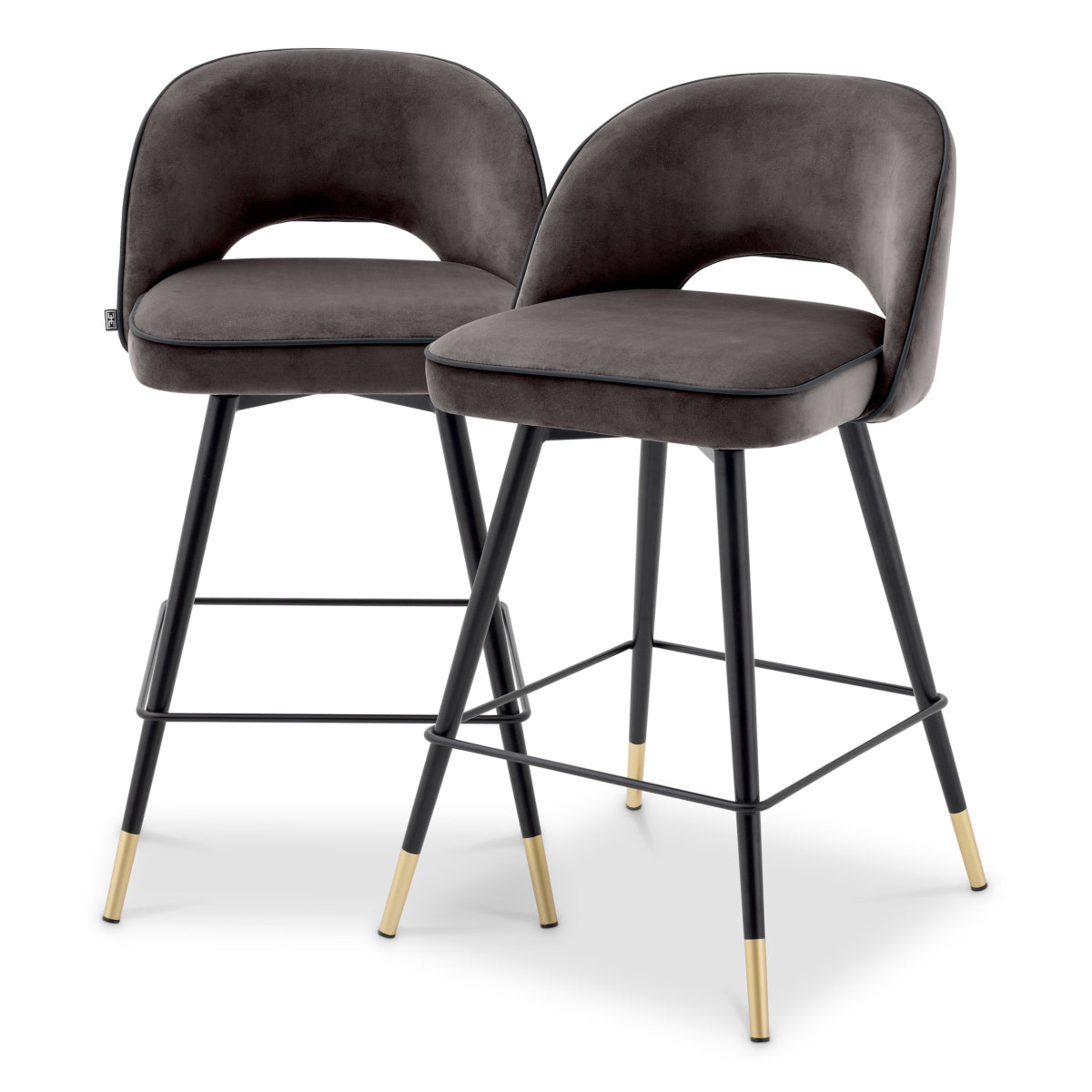 Barkruk Cliff - Laag - Grey velvet (set van 2)
