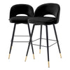 Barkruk Cliff - Black velvet (set van 2)