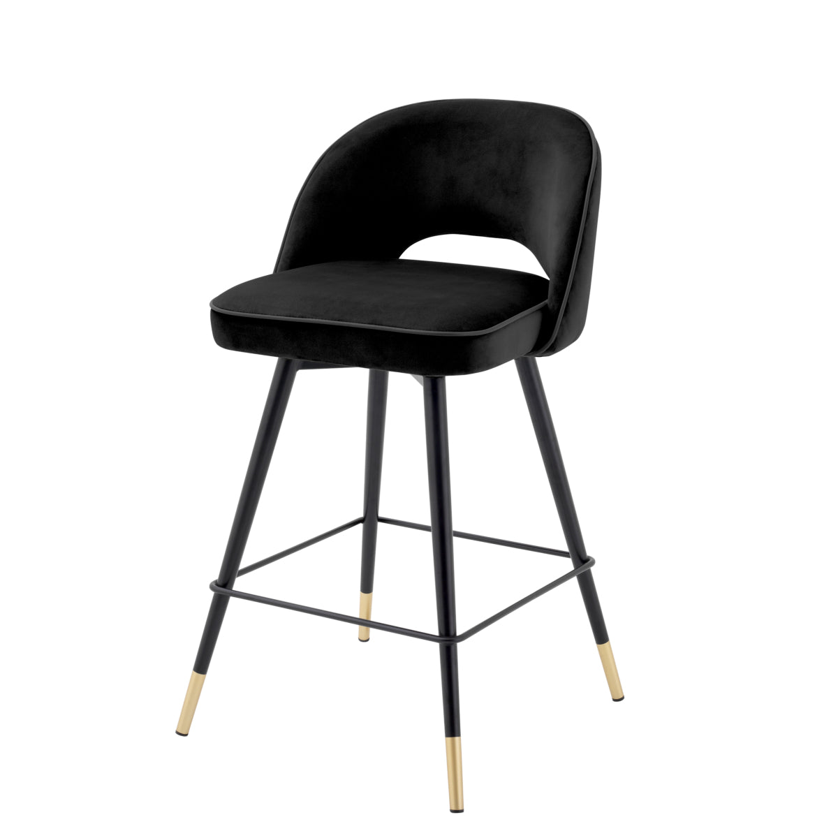 Barkruk Cliff - Laag - Black velvet (set van 2)