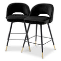 Barkruk Cliff - Laag - Black velvet (set van 2)