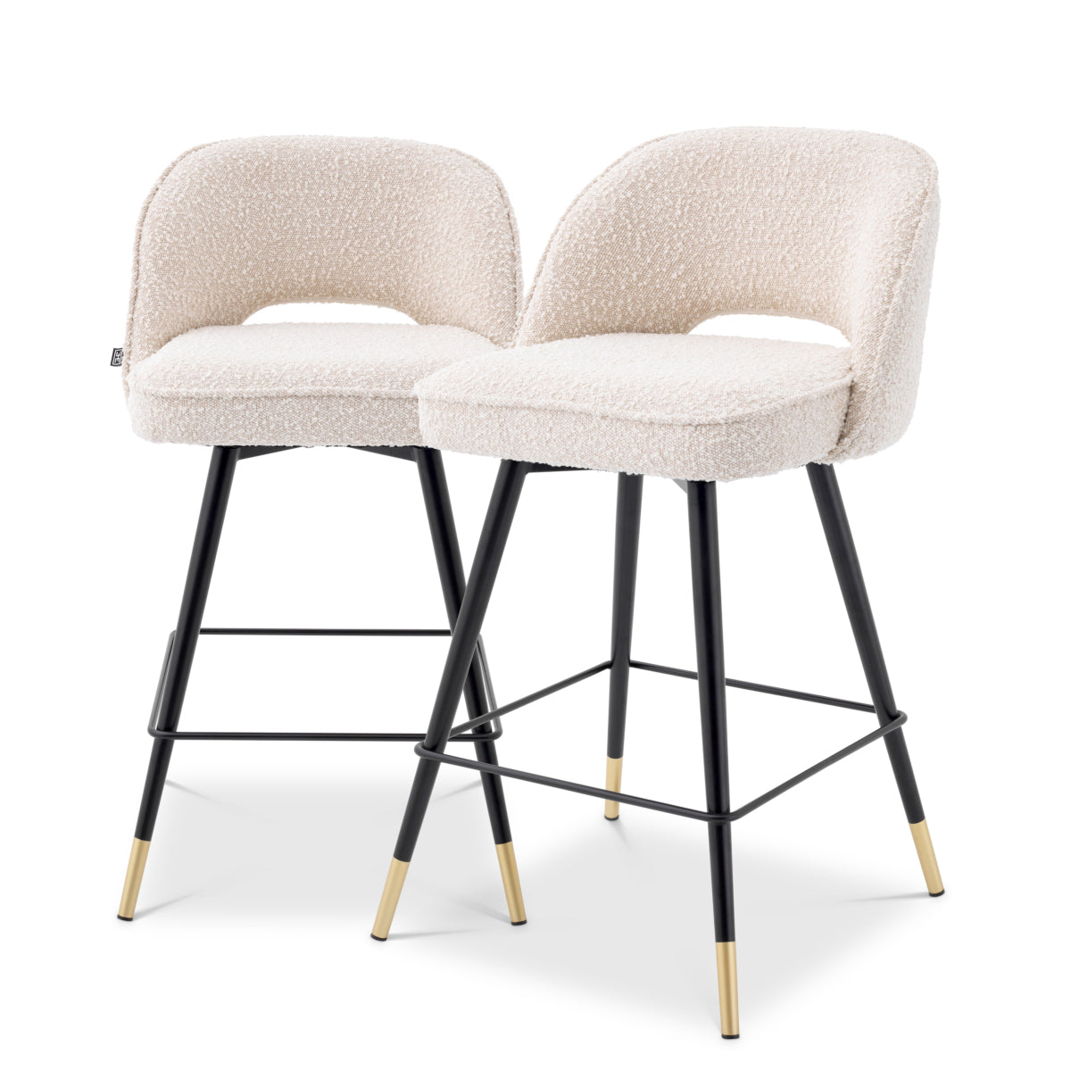 Barkruk Cliff - Laag - Bouclé cream (set van 2)