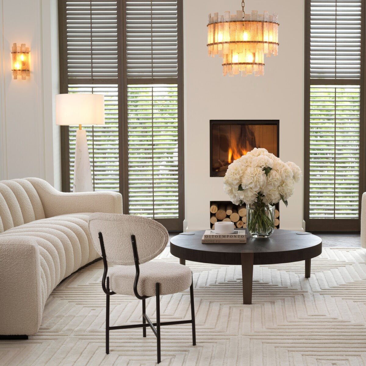 Eetkamerstoel Vicq - Bouclé cream (set van 2)