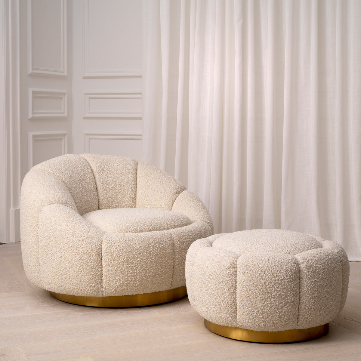 Draaifauteuil Inger - Bouclé cream