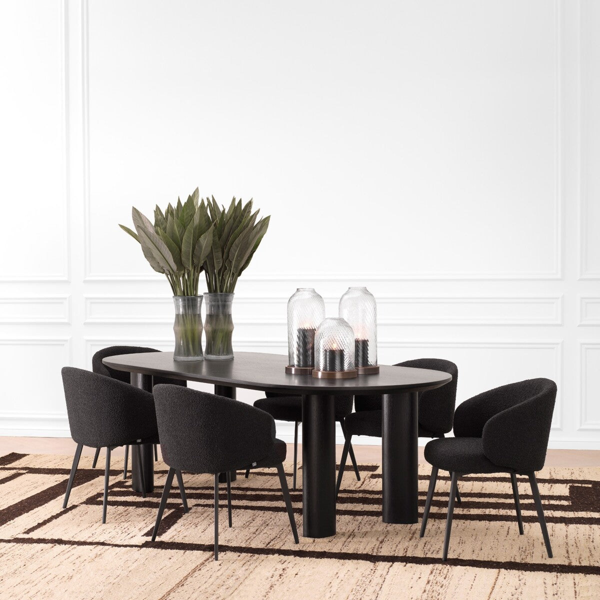 Eetkamerstoel Lloyd met arm - Bouclé black (set van 2)