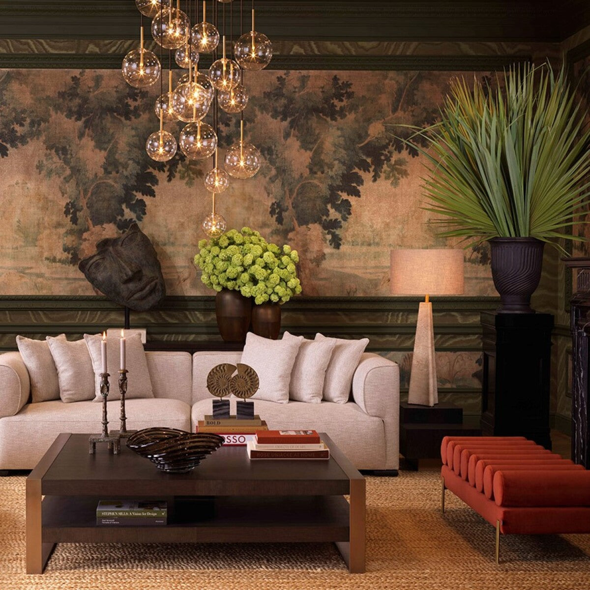 Hocker Oxley - Orange velvet