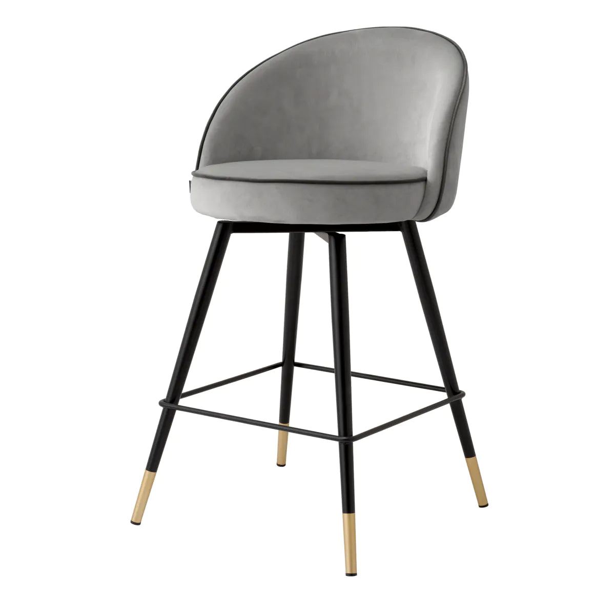 Barkruk Cooper - Laag - Grey velvet (set van 2)