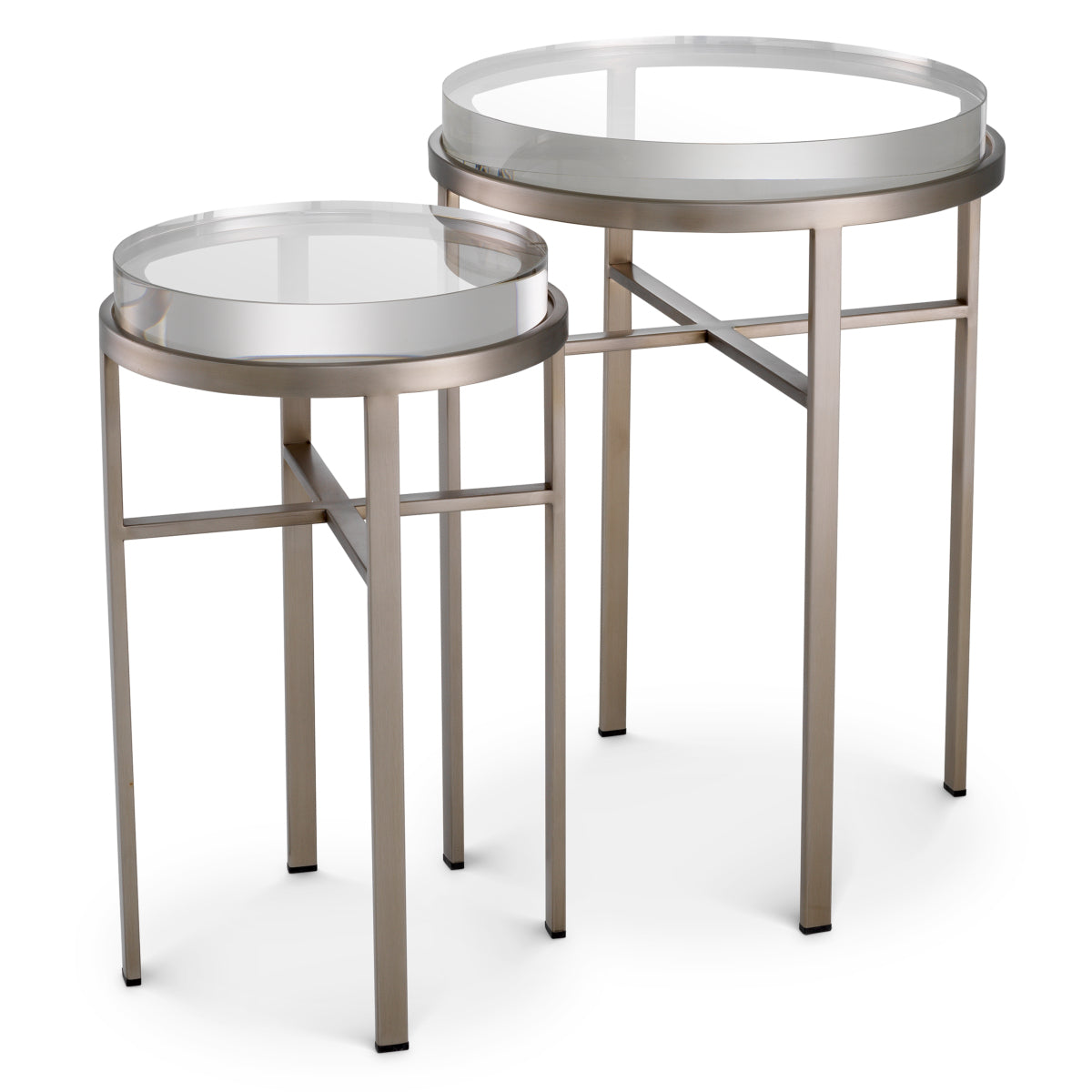 Bijzettafel Hoxton - Brushed steel (set van 2)