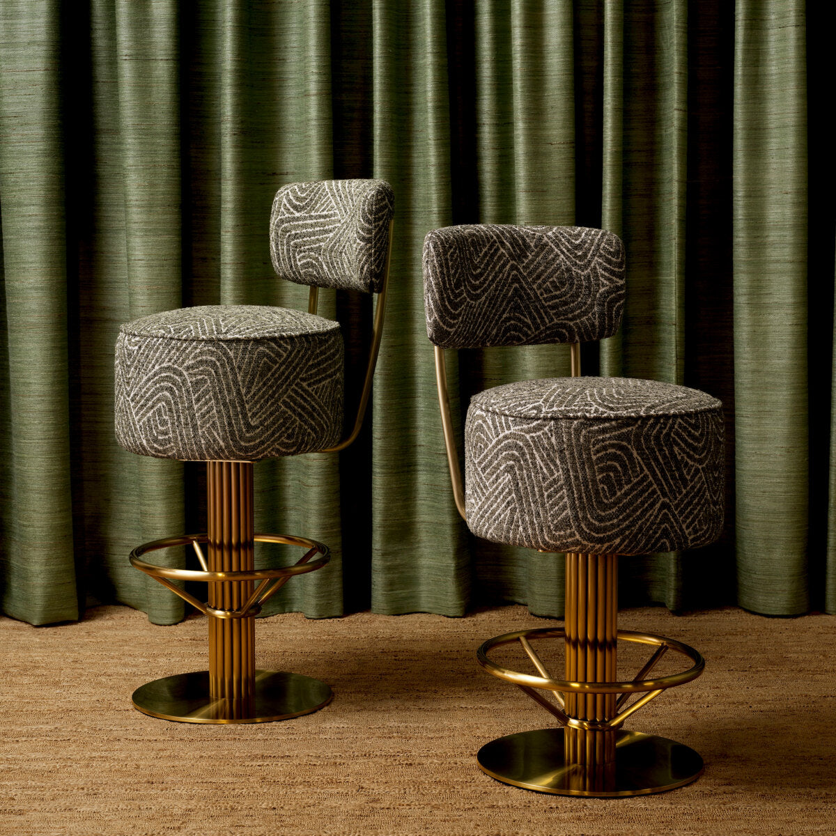 Barkruk Carleton met rug - Laag - Camari green
