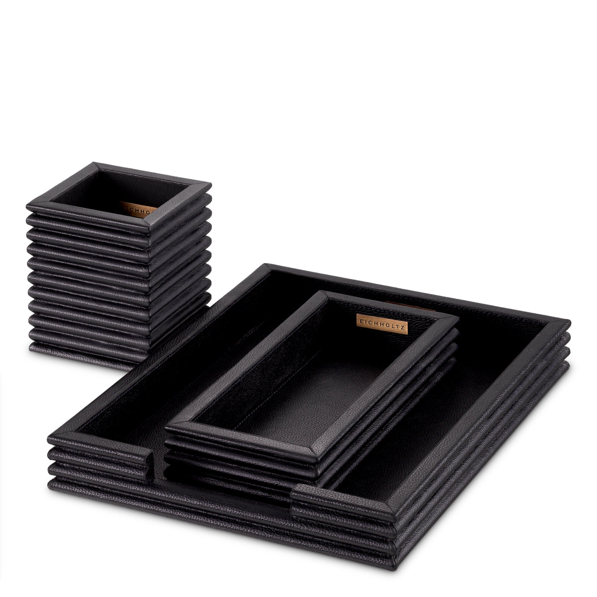 Bureauset Elvane - Black leather (set van 3)