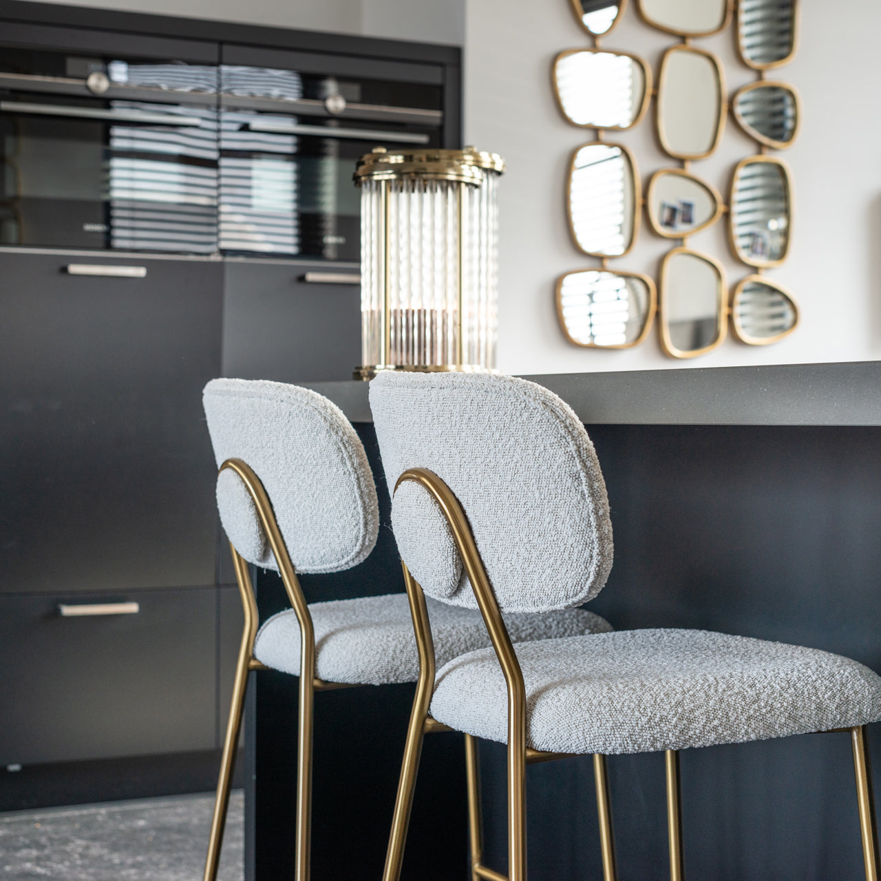 Barstoel Xenia - Laag - White bouclé (set van 2)