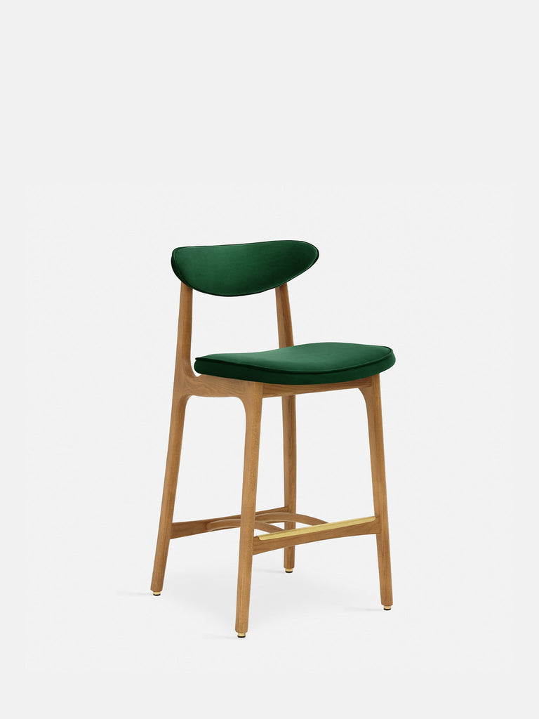 Barkruk 200-190 Fluweel Flesgroen Natuurlijk Hout – laag