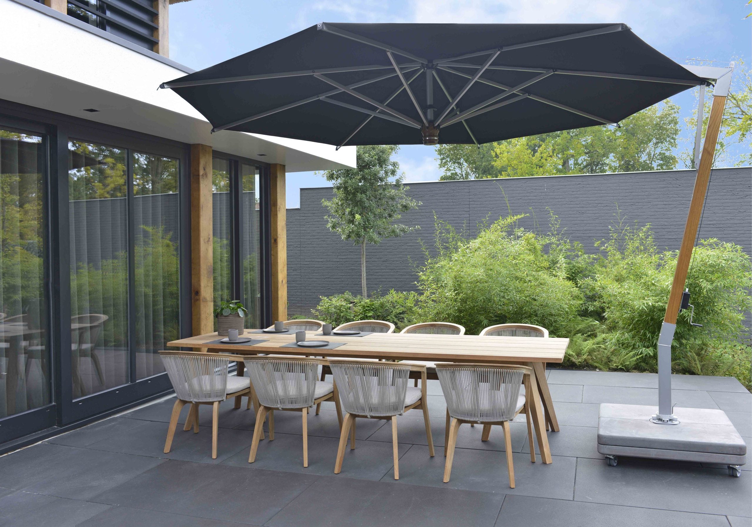 Parasol Capri Teak Zwart ø400