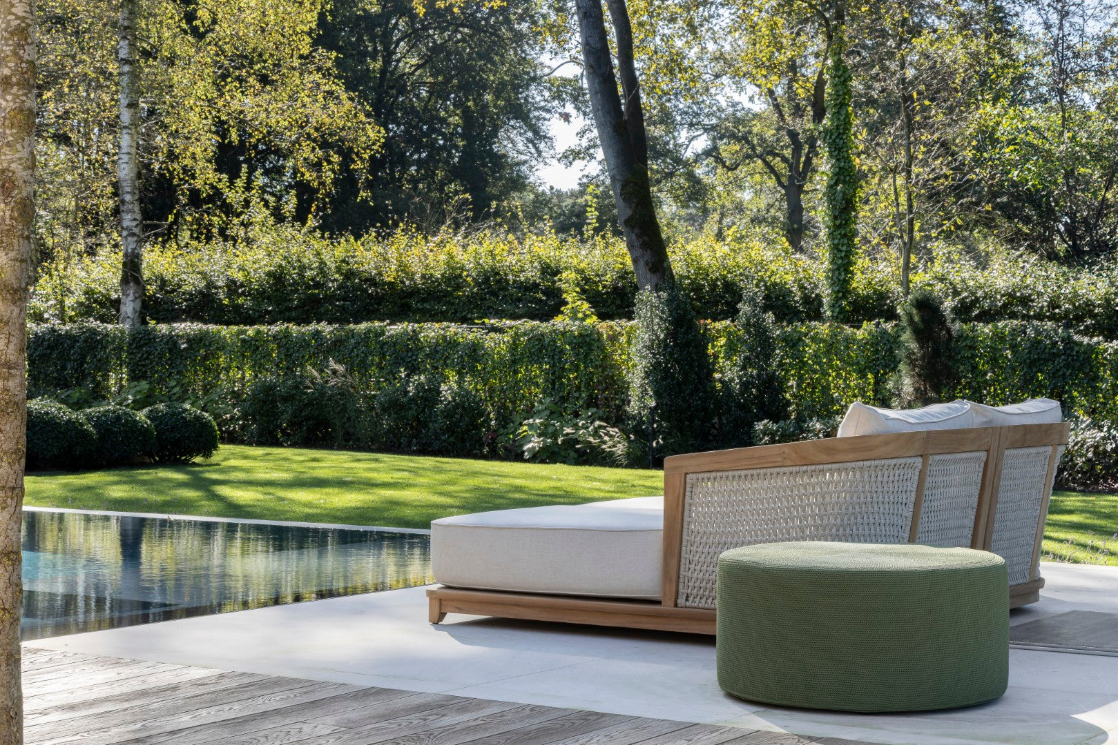 Poef Crochette - Olive green - Ø80 x H40,5