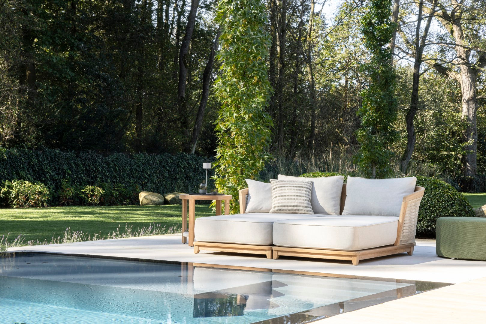 Poef Crochette - Olive green - Ø80 x H40,5