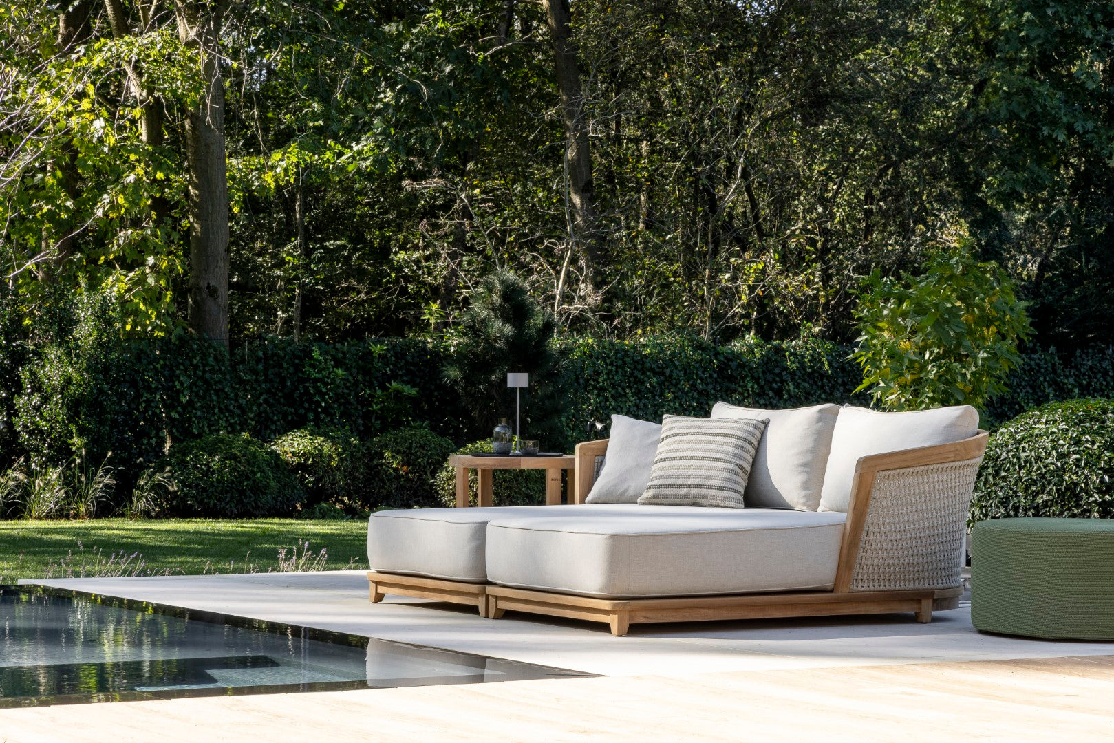 Poef Crochette - Olive green - Ø80 x H40,5