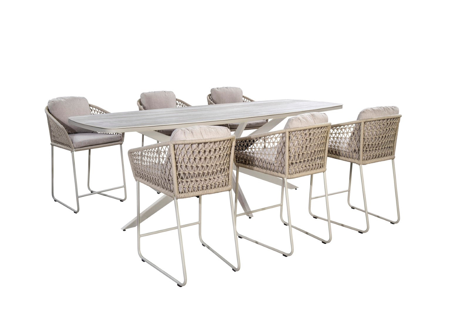 Hoge Eettafel Calma - Salix - Travertin - 270 x 110 x H95 cm