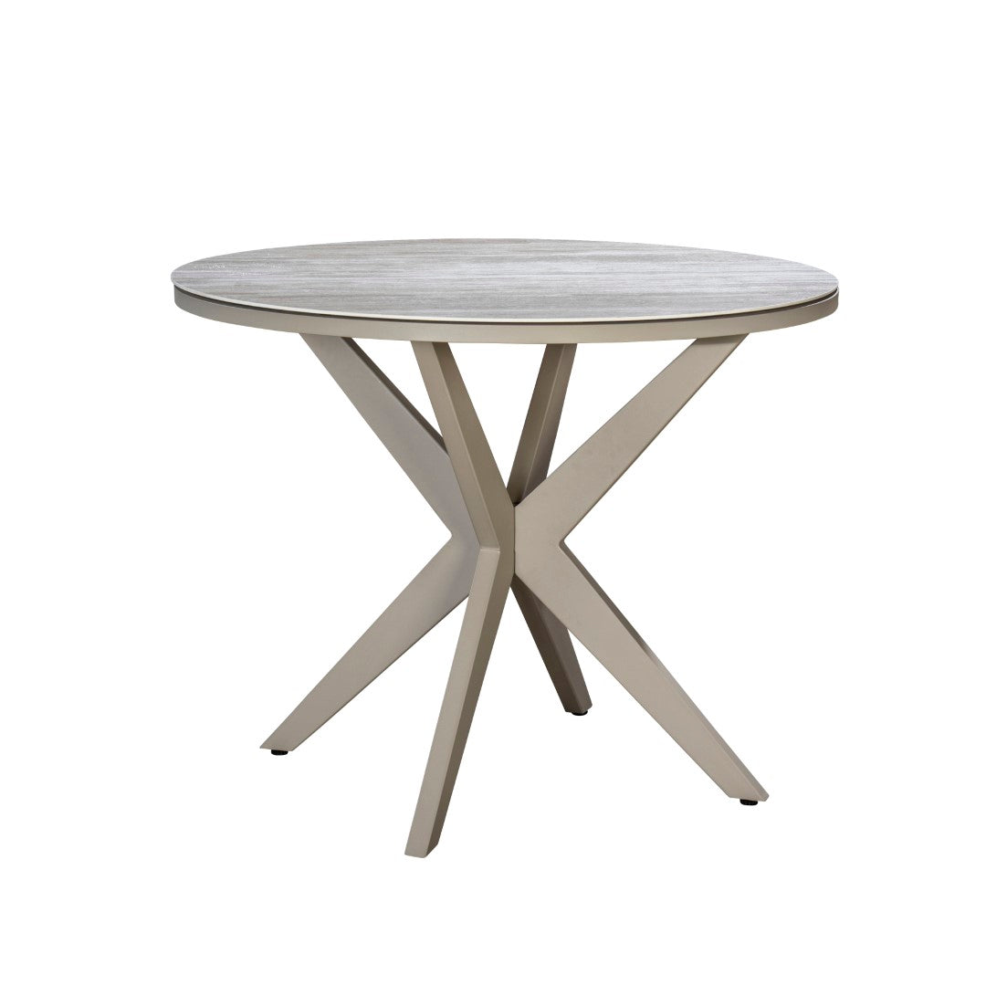 Hoge Eettafel Calma - Salix - Travertin - Ø120 cm