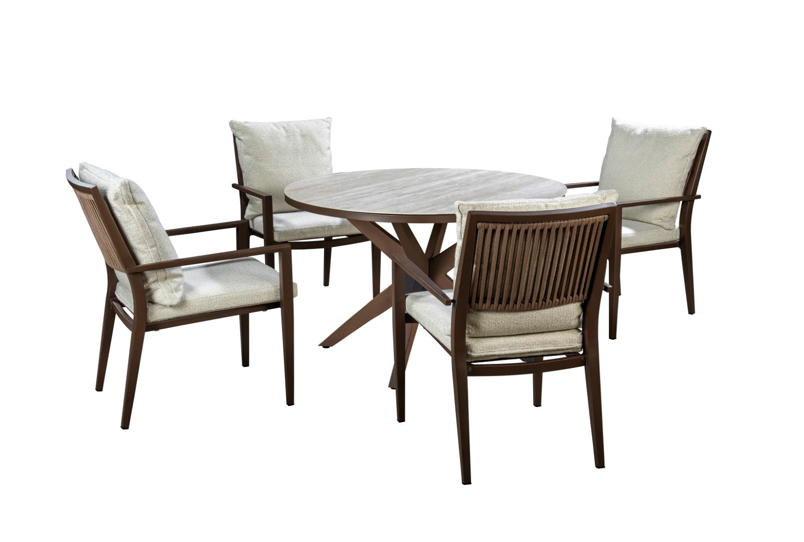 Eettafel Calma - Brons - Travertin - Ø120 cm