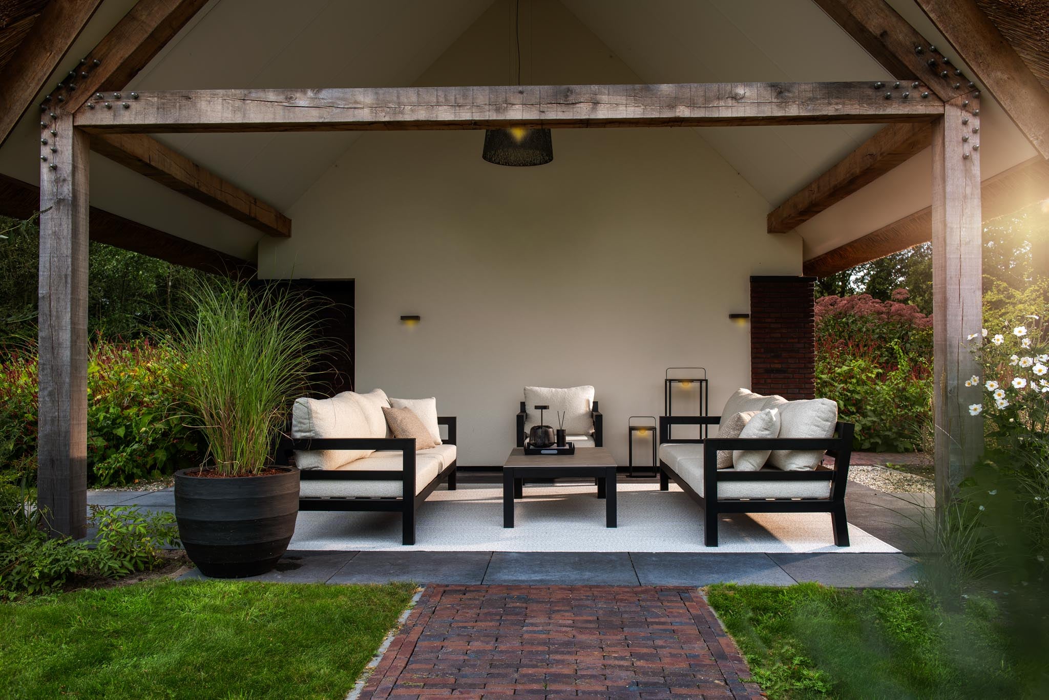 Ottoman Midori - Zwart - Wool White