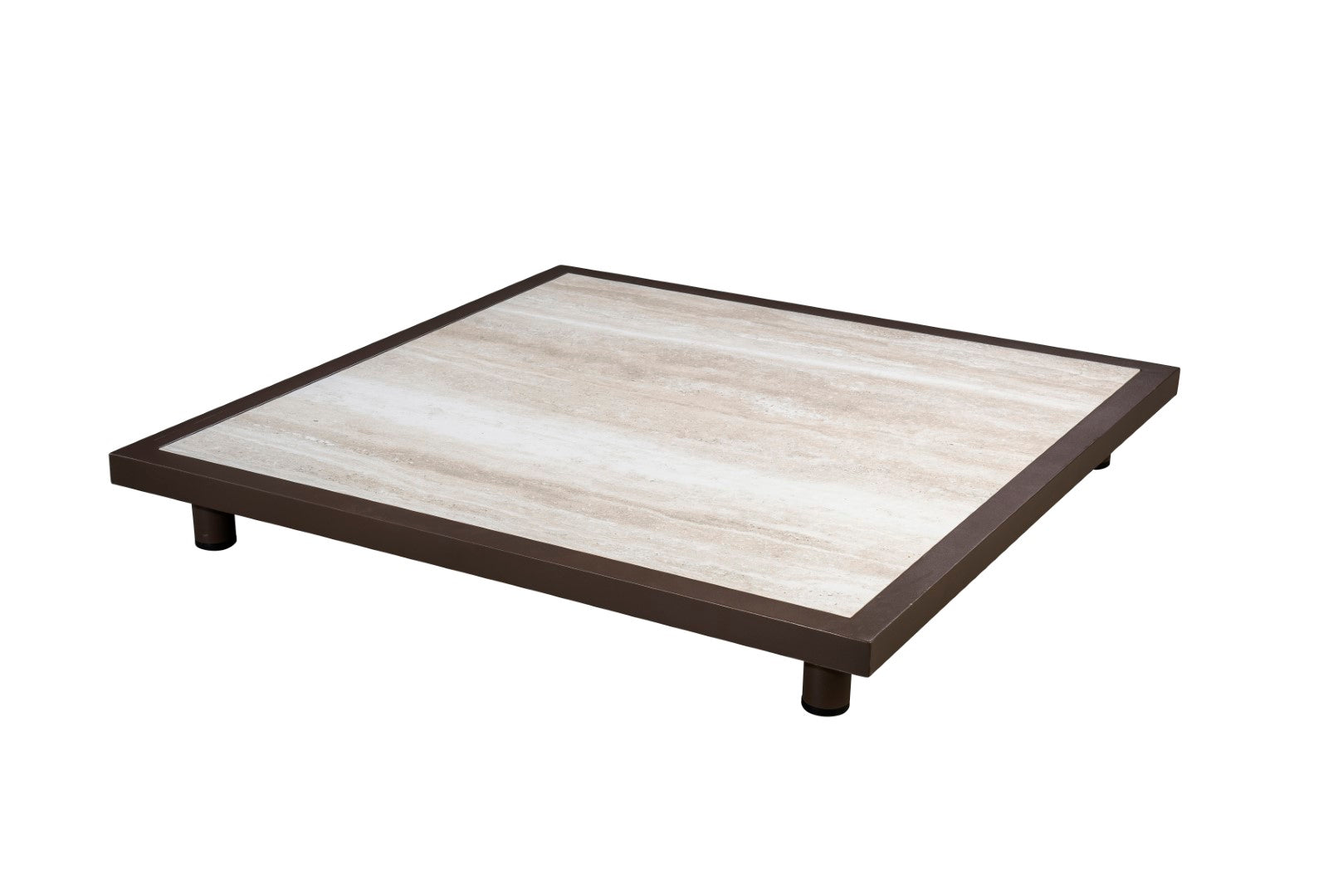 Salontafel Vallon - Brons - Travertin - 100 x 100 cm
