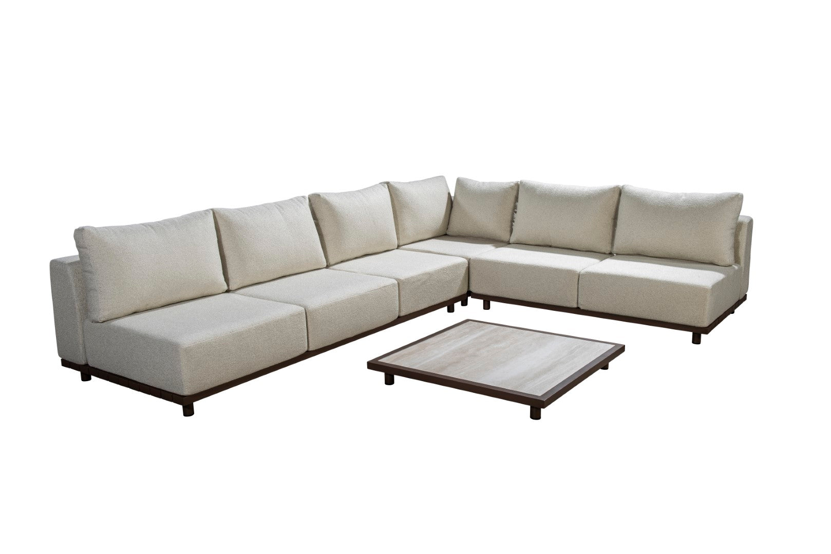 Salontafel Vallon - Brons - Travertin - 100 x 100 cm