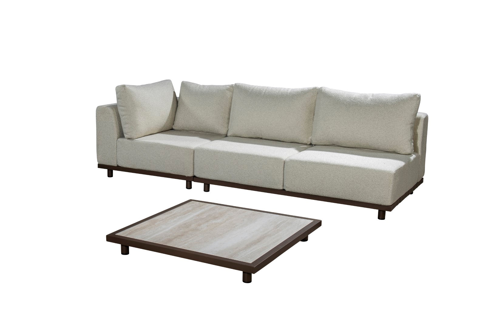 Salontafel Vallon - Brons - Travertin - 100 x 100 cm