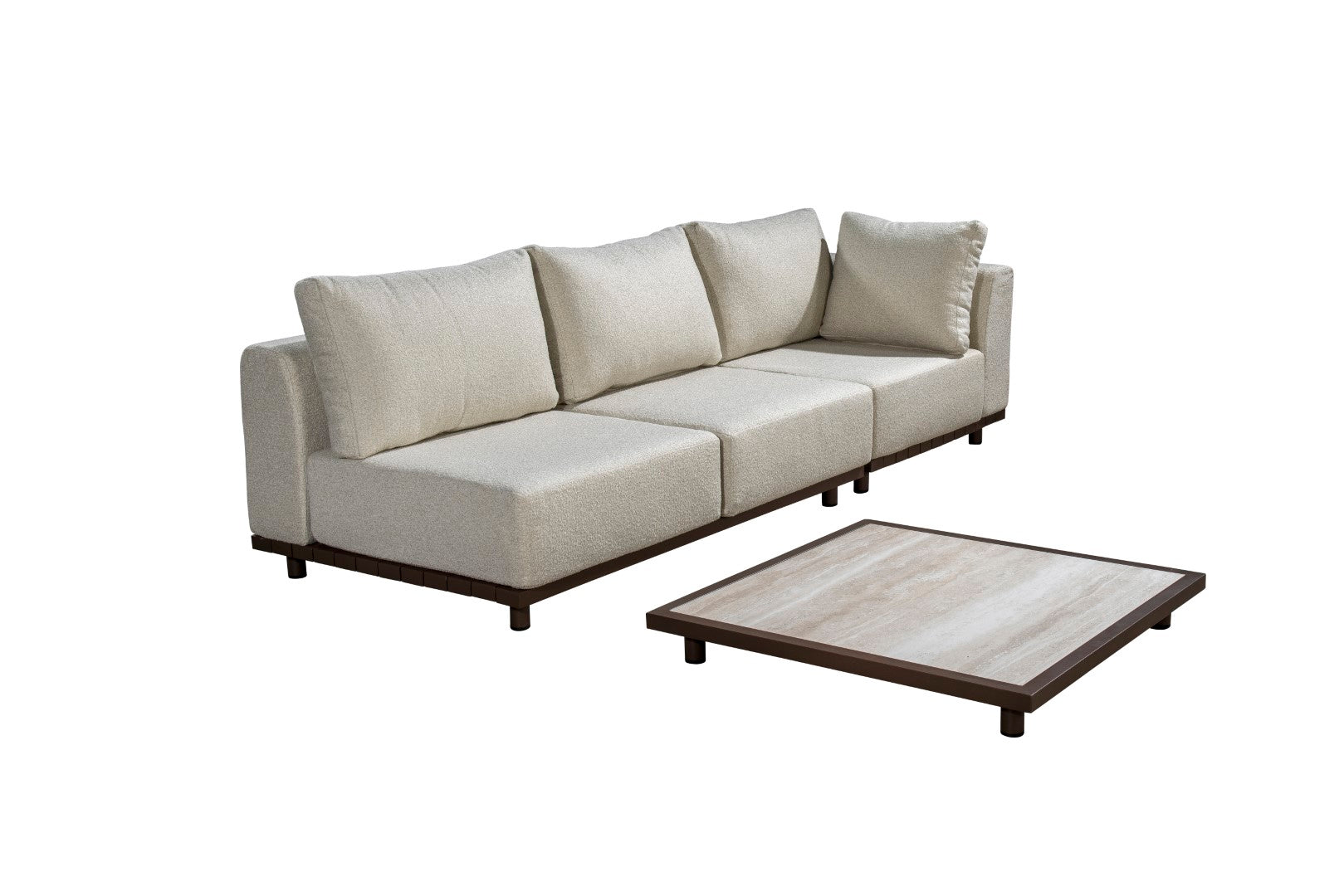 Tuinbank Vallon - 3-zitter - Arm links - Wool White