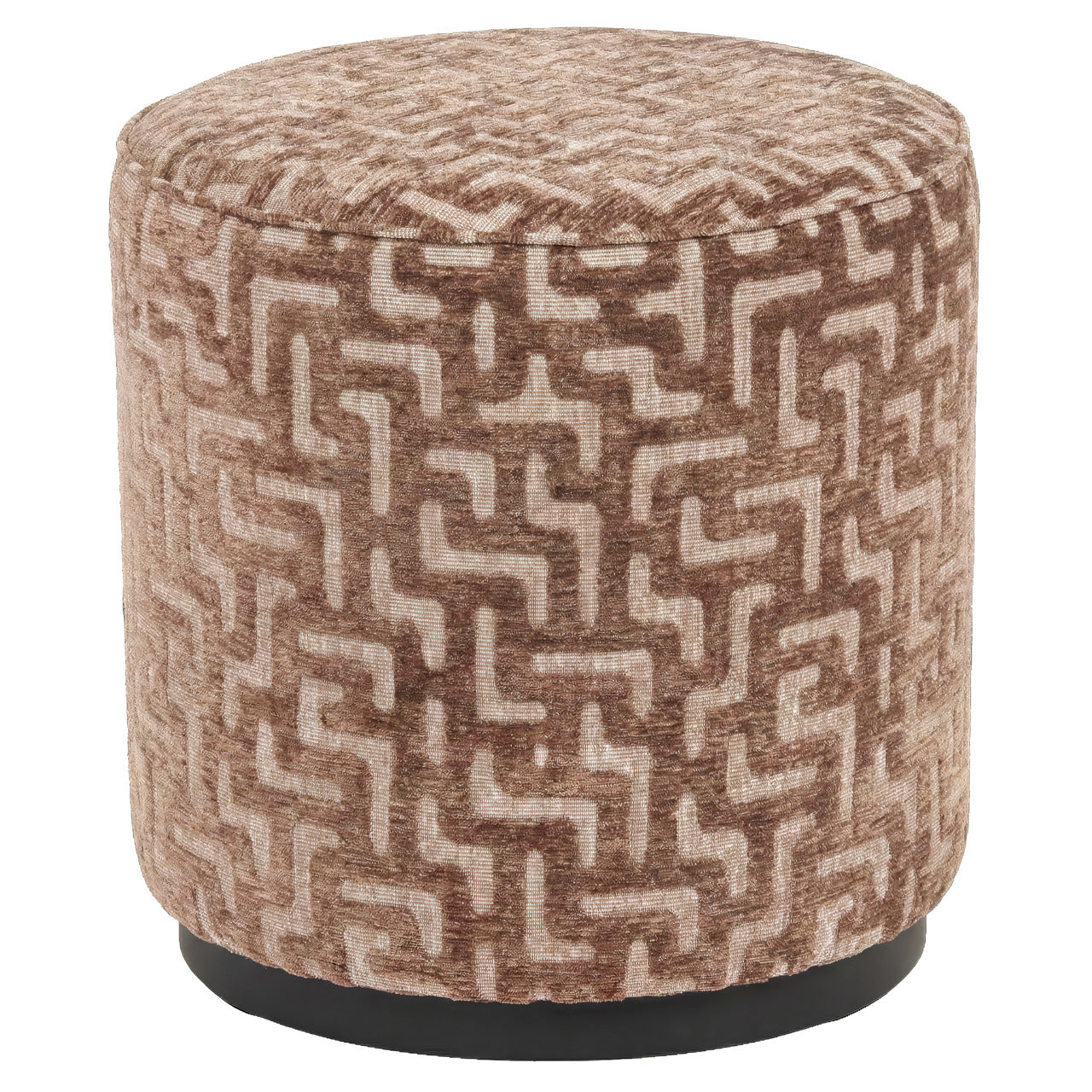 Poef Lexie - Brown labyrinth - Ø45 cm