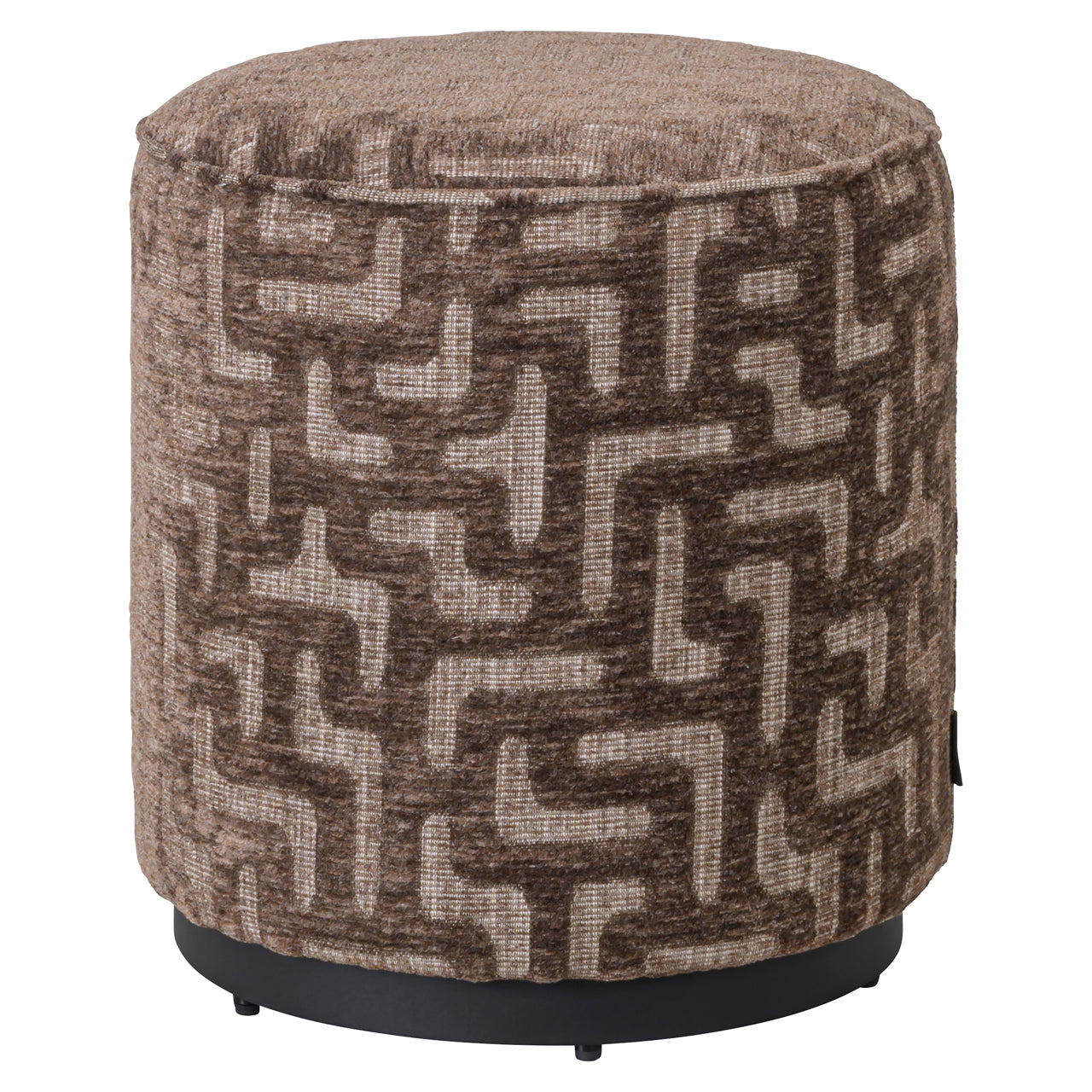 Poef Lexie - Brown labyrinth - Ø45 cm