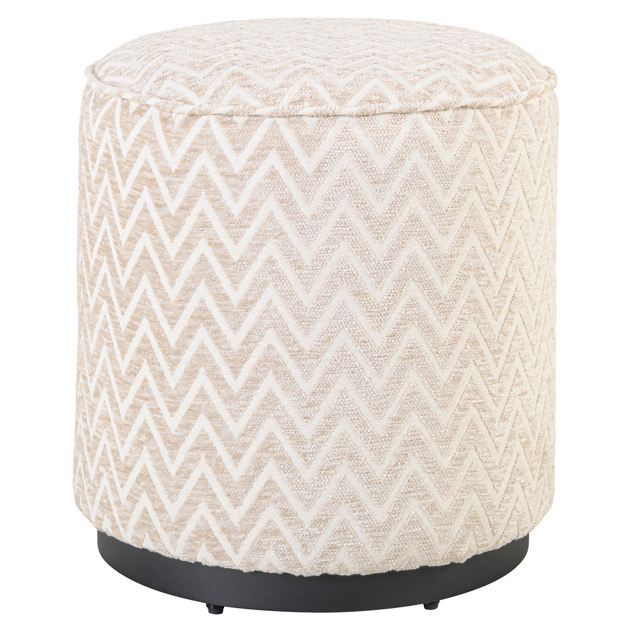 Poef Lexie - Beige chevron - Ø45 cm
