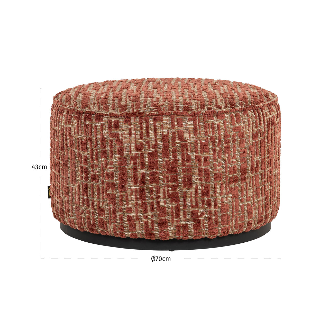 Poef Lexie - Beige chevron - Ø70 cm