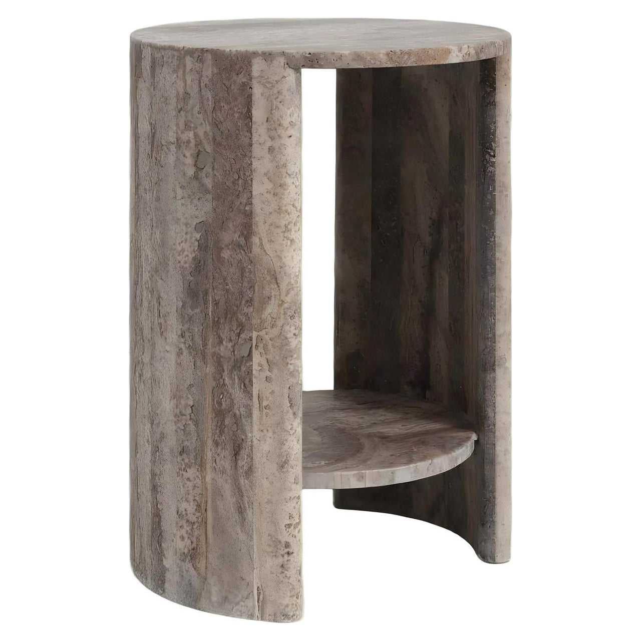 Bijzettafel Westin - Ø40 - Grijs travertijn