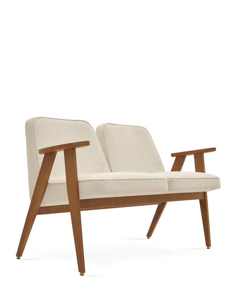 Bank 366 2-zits Bouclé Crème Donker Hout