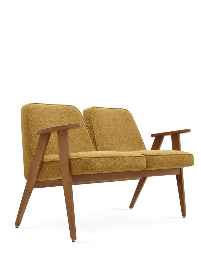 Bank 366 2-zits Bouclé Mosterd Donker Hout