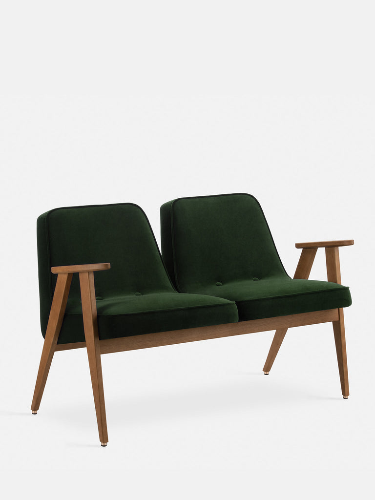 Bank 366 2-zits Fluweel Flesgroen Donker Hout