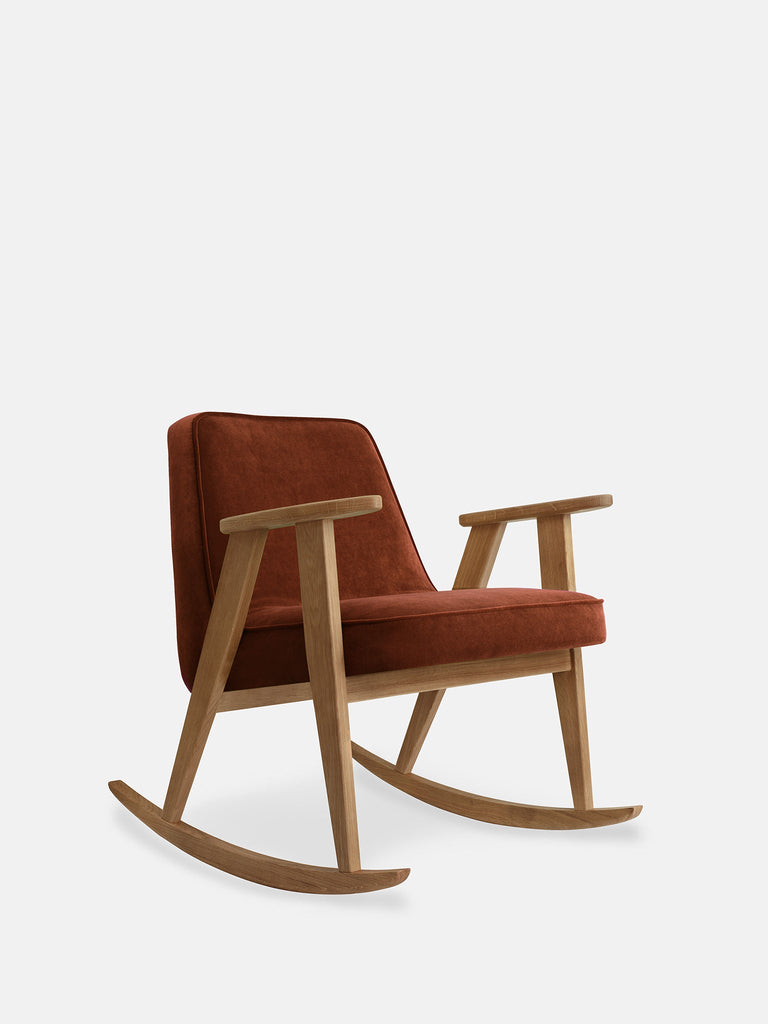 Schommelstoel 366 Fluweel Flesgroen Donker Hout