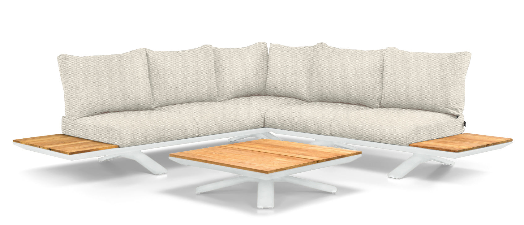 Loungeset Stockholm small - Teak - Matt White - Mixed