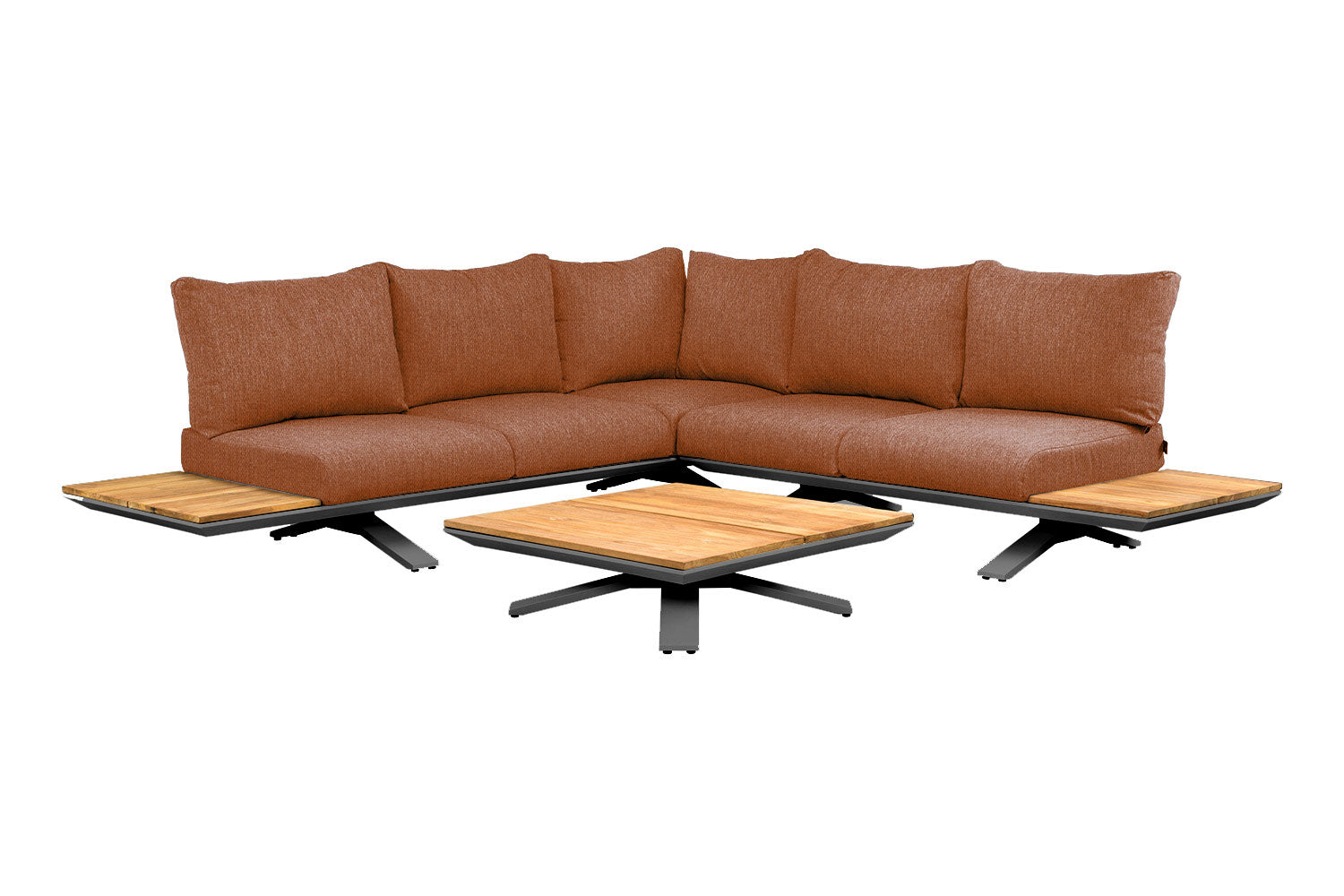 Loungeset Stockholm small - Teak - Royal Grey - Terra Coral