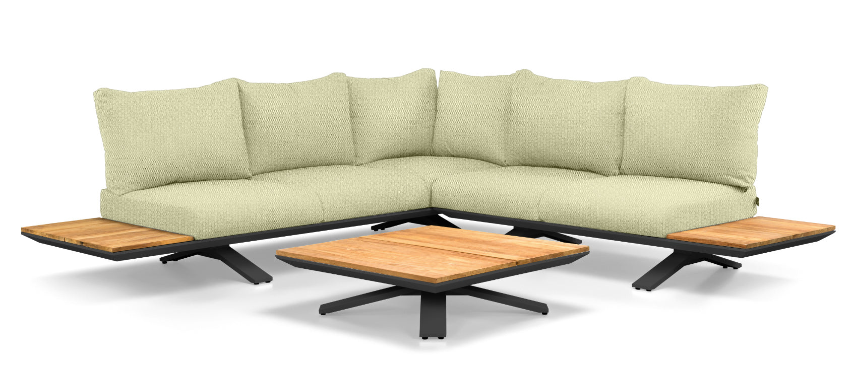 Loungeset Stockholm small - Teak - Royal Grey - Soft Green