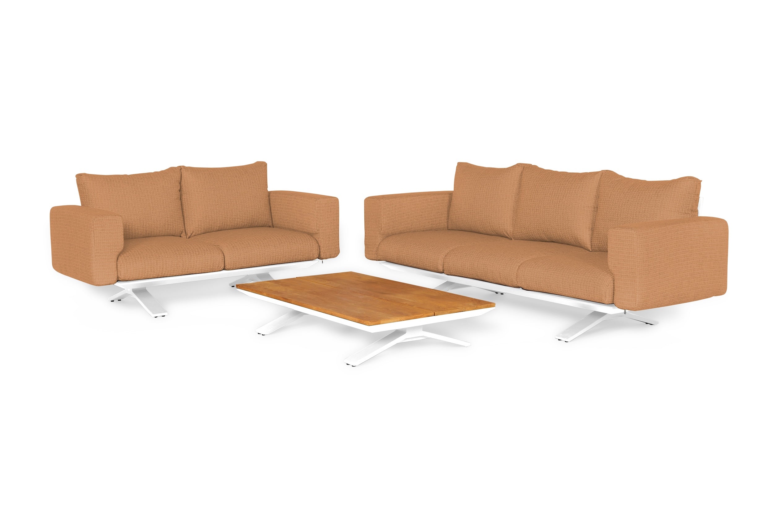Sofaset Stockholm - Teak - Matt White - Terra Coral